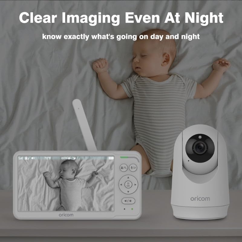 Oricom Guardian Plus Baby Sleep Tracker & SC640 6-Inch Video Baby Monitor Bundle – Smart Soother, Health Tracking, Pan-Tilt-Zoom - New Condition