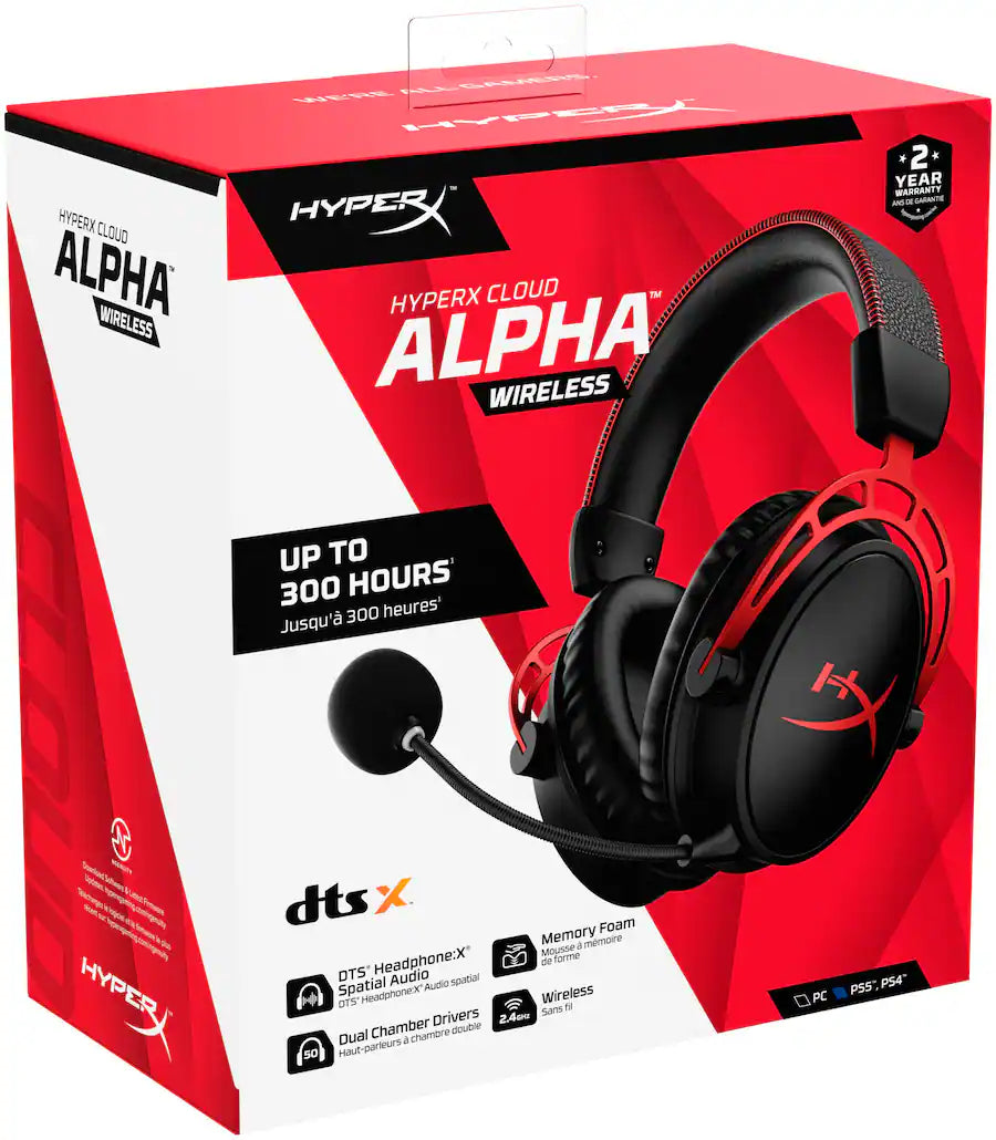HyperX Cloud Alpha – Wireless Gaming Headset, for PC, PS4, Xbox One, Nintendo Switch, and Mobile Devices – Red - New Condition