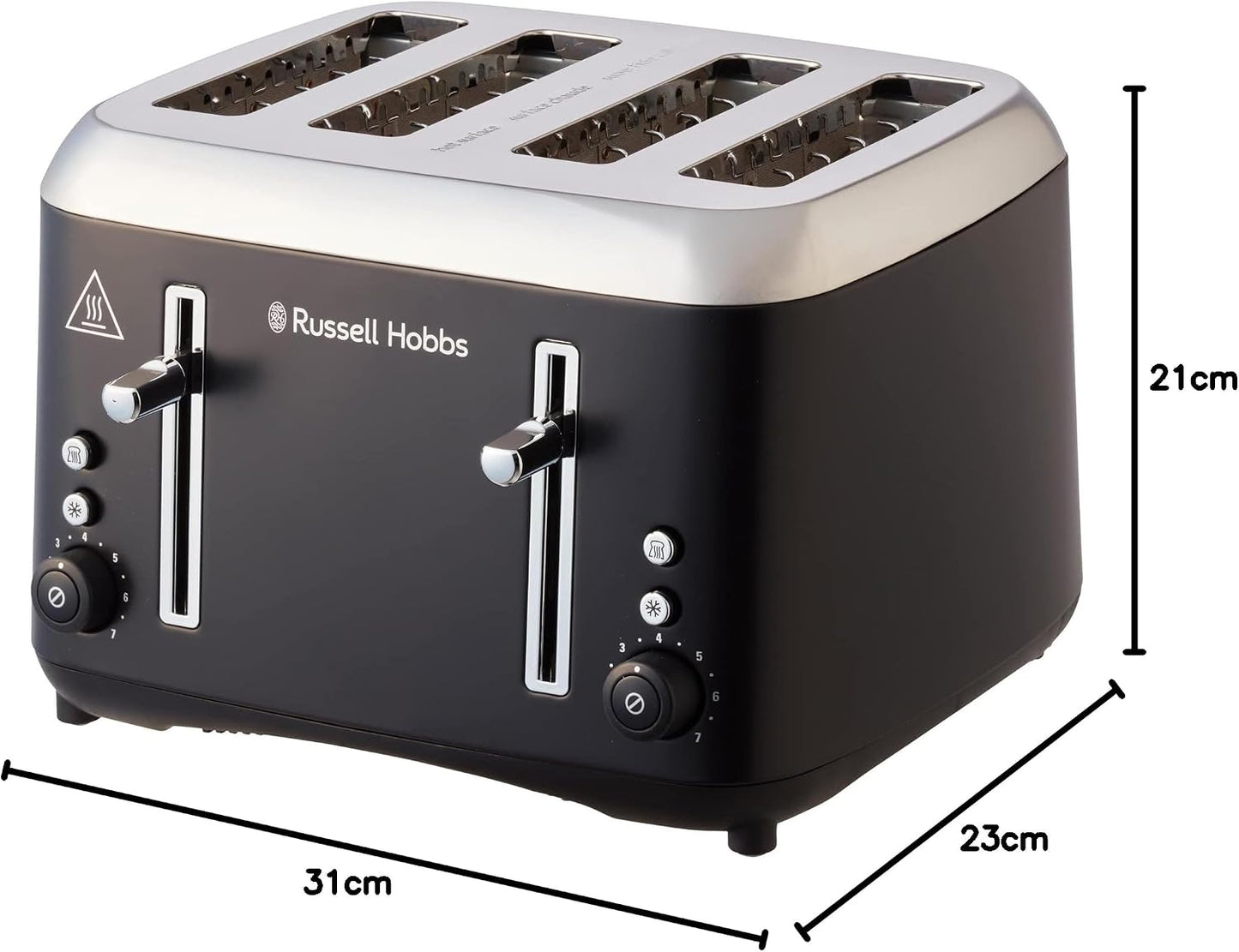 Russell Hobbs Addison RHT514BLK 4 Slice Toaster with Dual Controls - New Condition