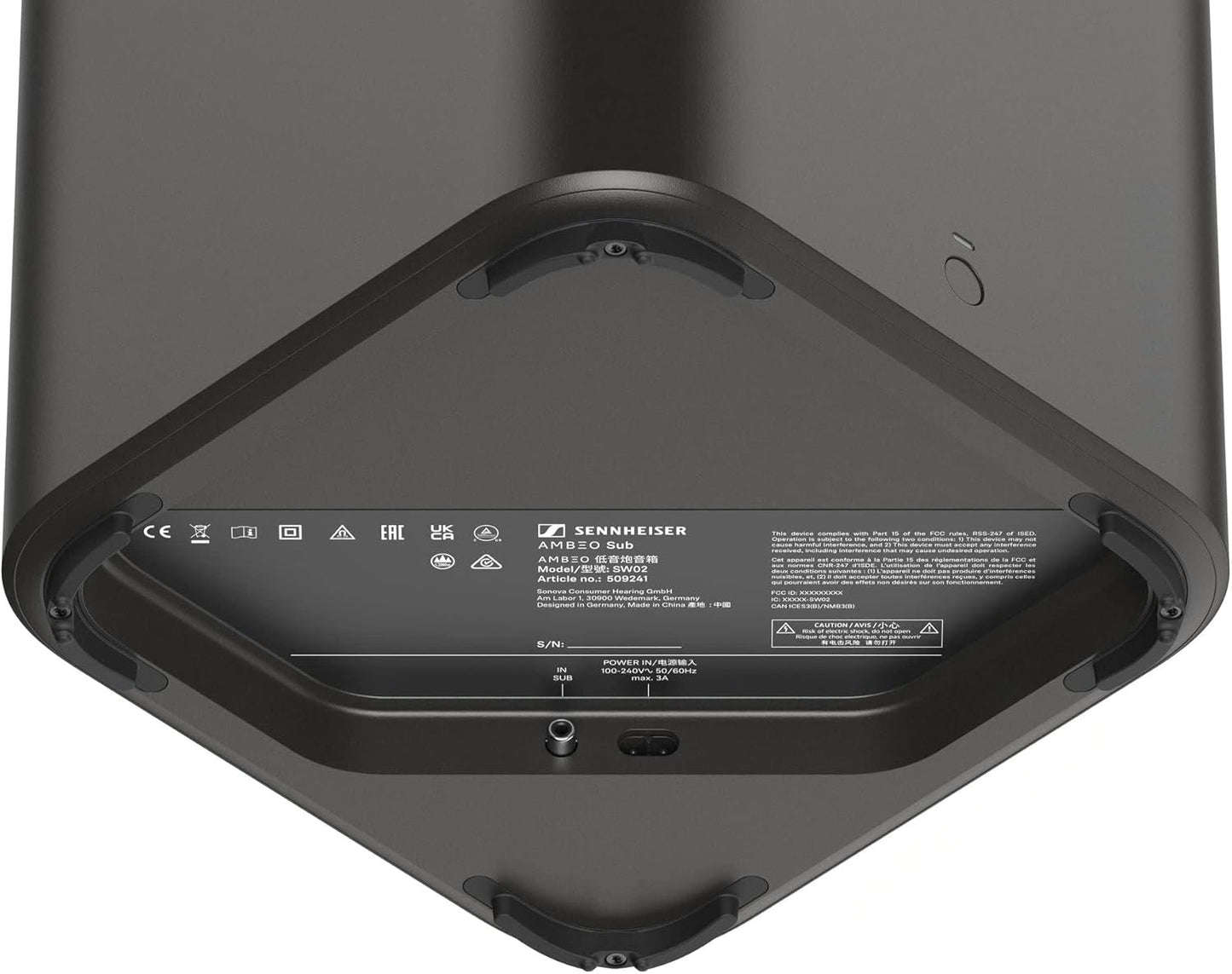 Sennheiser AMBEO 8" Wireless Subwoofer with 350W Amplifier - Black - New Condition