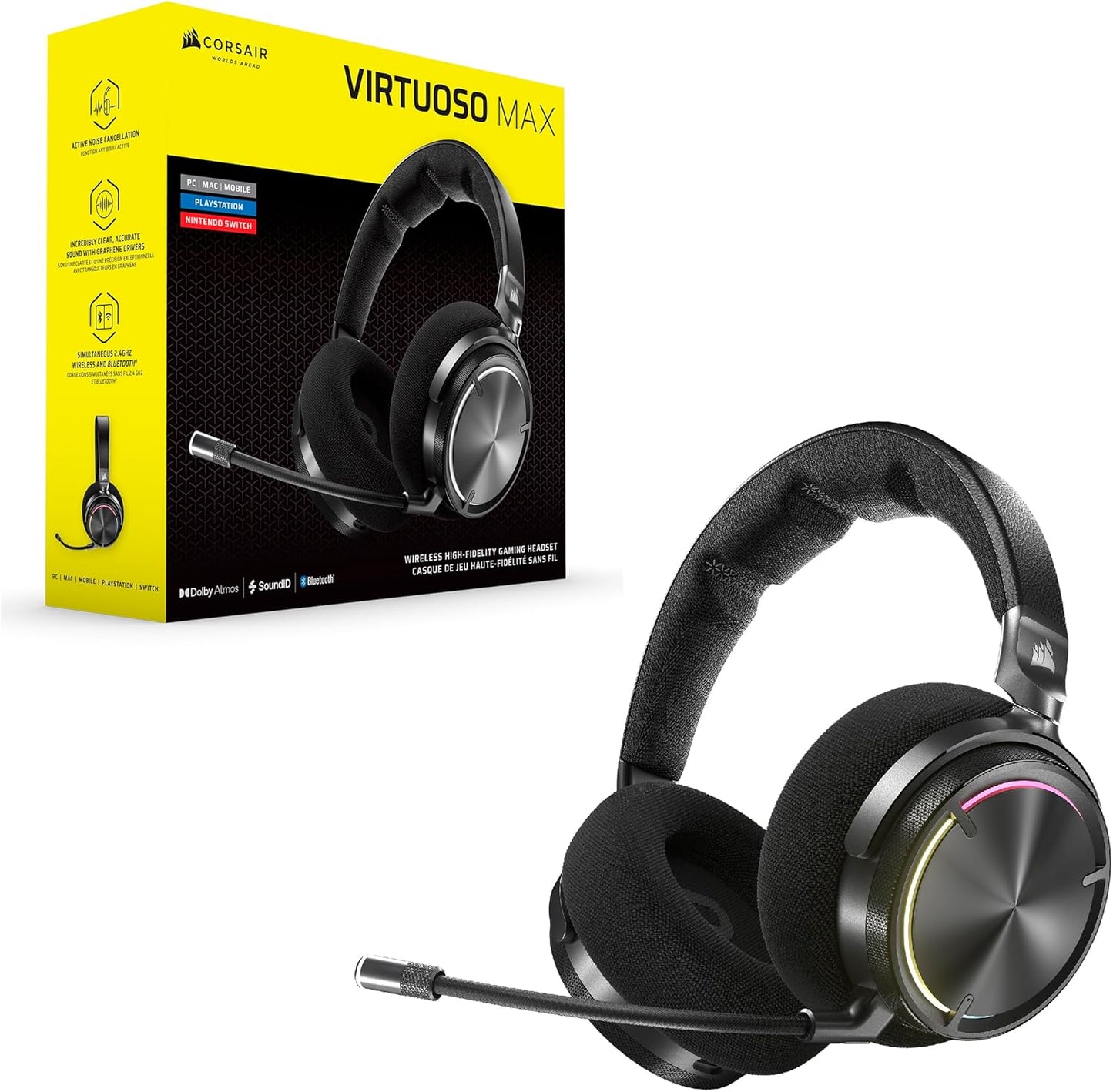 CORSAIR Virtuoso MAX Wireless Gaming Headset – Carbon - Excellent Condition