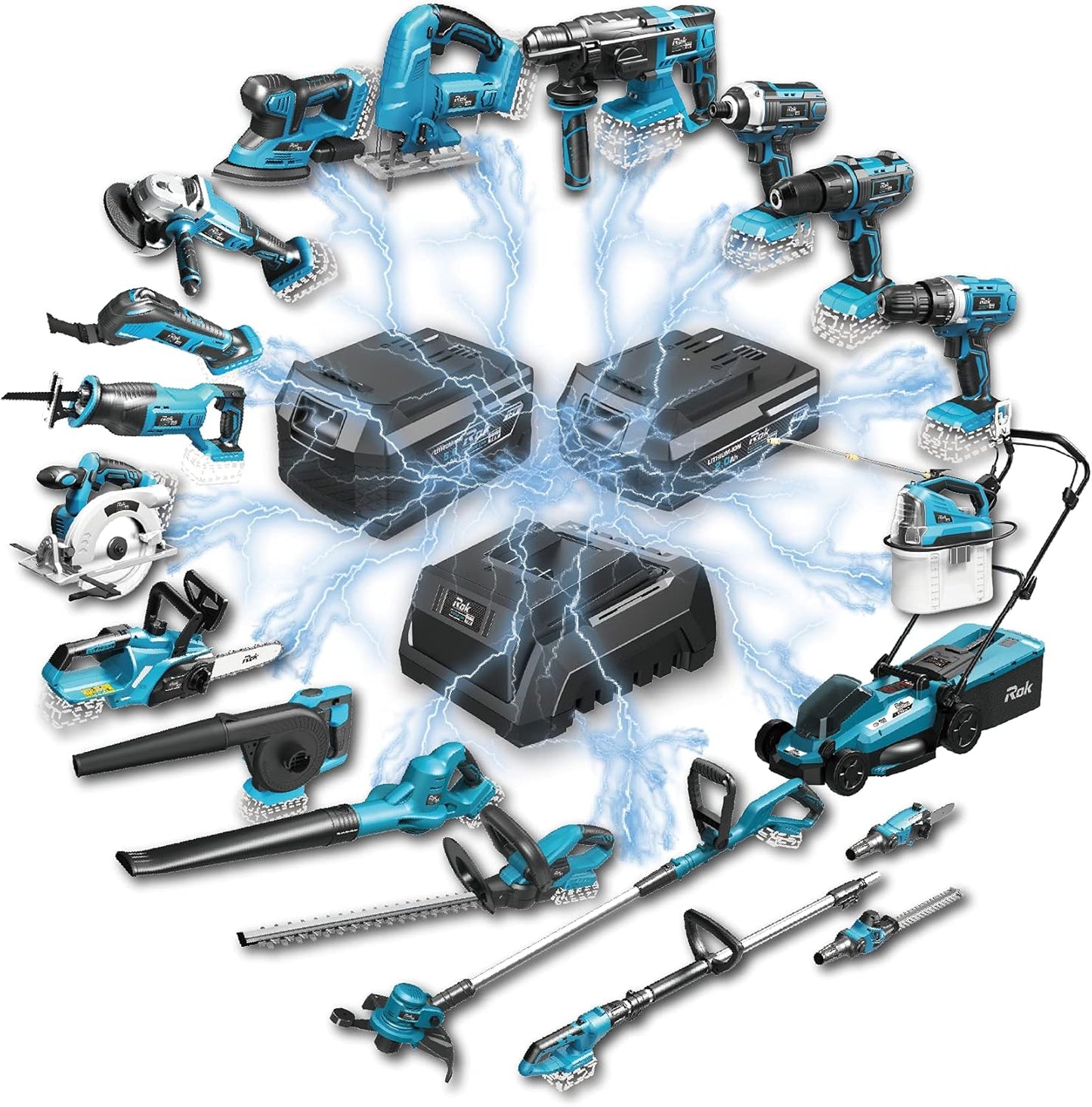Rok Cordless Leaf Blower Skin-Only 18 V, Black/Blue - New Condition