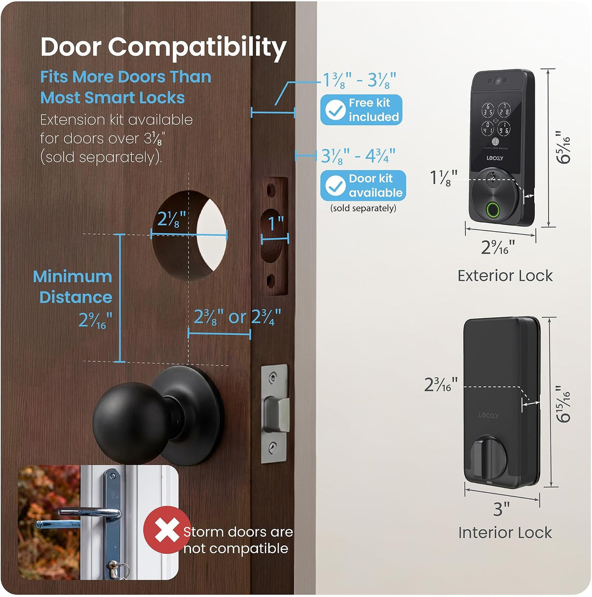 Lockly Visage Zeno Series Smart Door Lock – Satin Nickel - New Condition