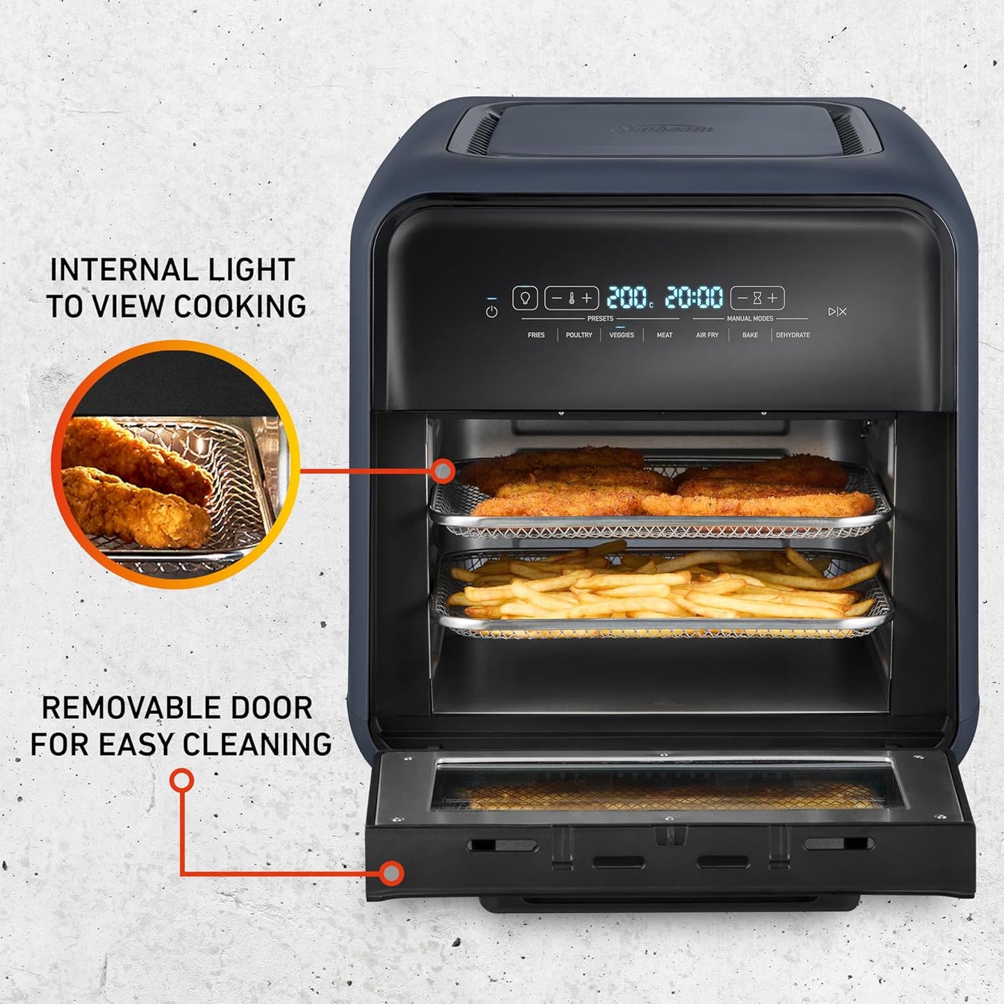 Sunbeam FlexiFry 10L Air Fryer Oven 2000W Digital Controls - Good Condition
