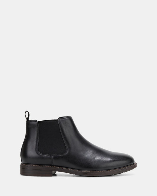 Hush Puppies Hanger Men's Leather Boots – Black Burnish (US 7 / UK 6) - New Condition
