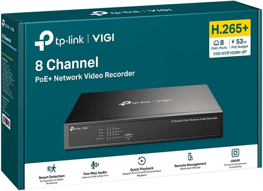 TP-Link VIGI NVR1008H-8P 8-Channel PoE+ Network Video Recorder - New Condition