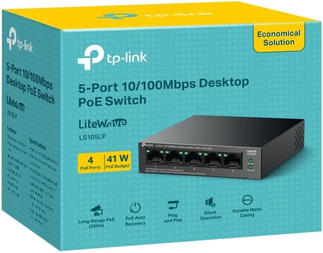 TP-Link LS105LP 5-Port 10/100Mbps Desktop PoE Switch - New Condition