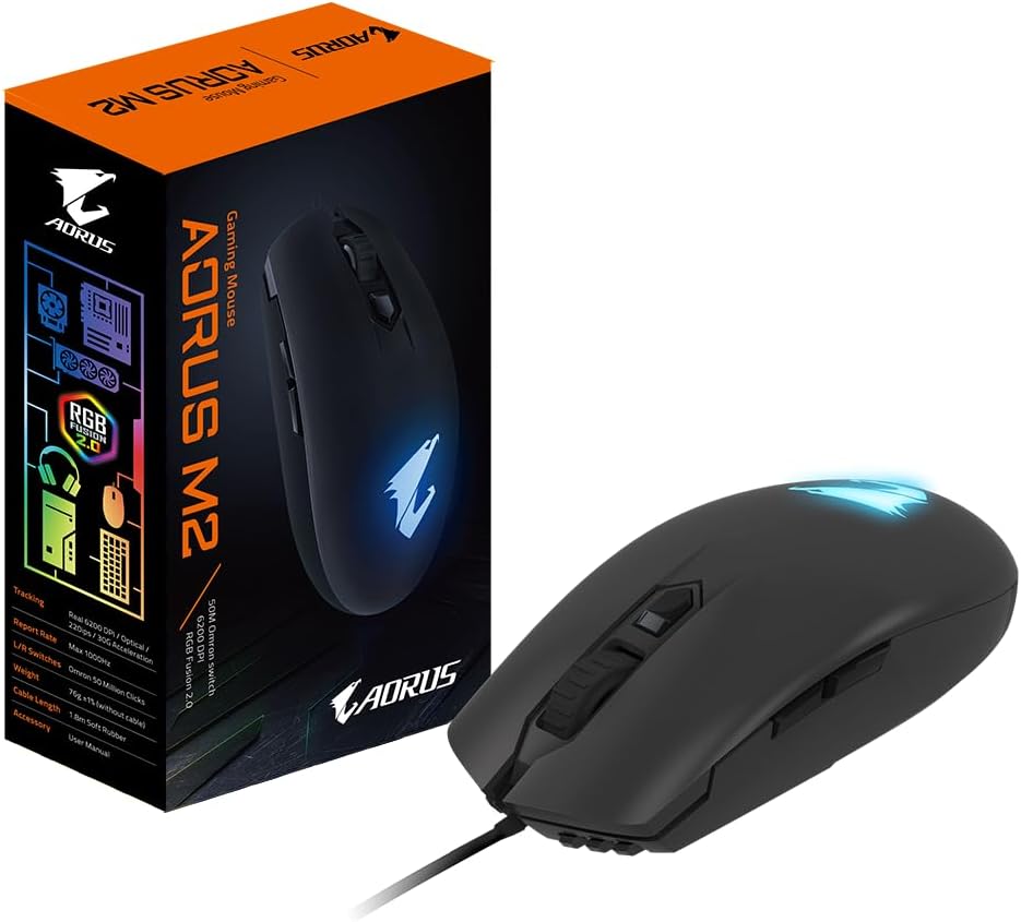 Gigabyte GM-AORUS-M2 Optical Gaming USB Mouse - New Condition