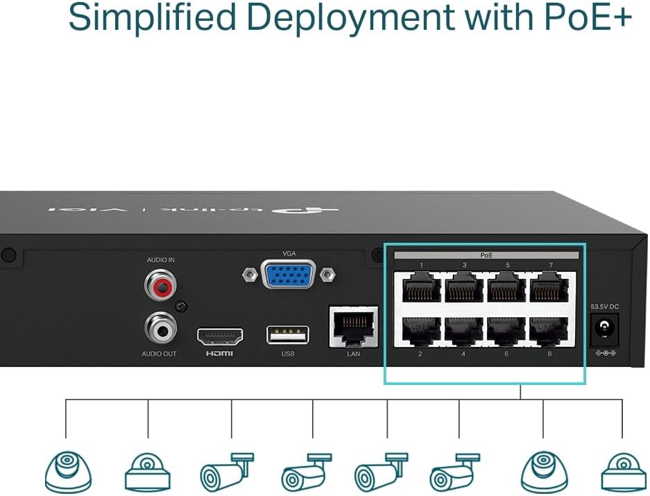 TP-Link VIGI 8 Channel PoE+ Network Video Recorder NVR with H.265+ HDMI - New Condition
