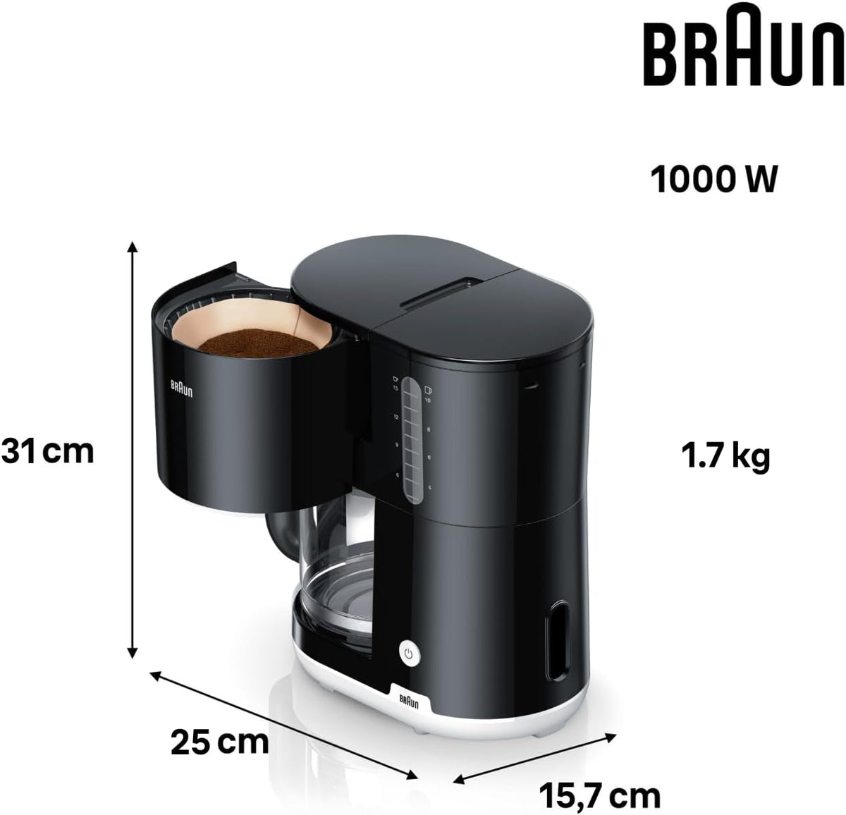 Braun Essentials Breakfast1 KF1100BK 10-Cup Filter Coffee Machine – 1000W - Excellent Condition