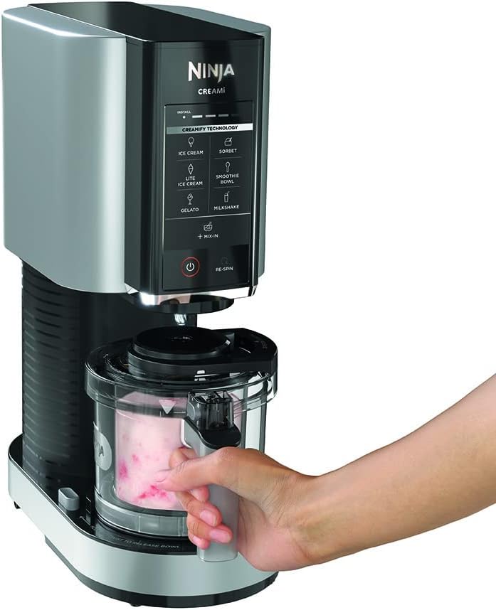 Ninja CREAMi Ice Cream Maker – Frozen Dessert Machine, 5 Programs, 3 x 470mL Tubs, Cloud Silver - Excellent Condition