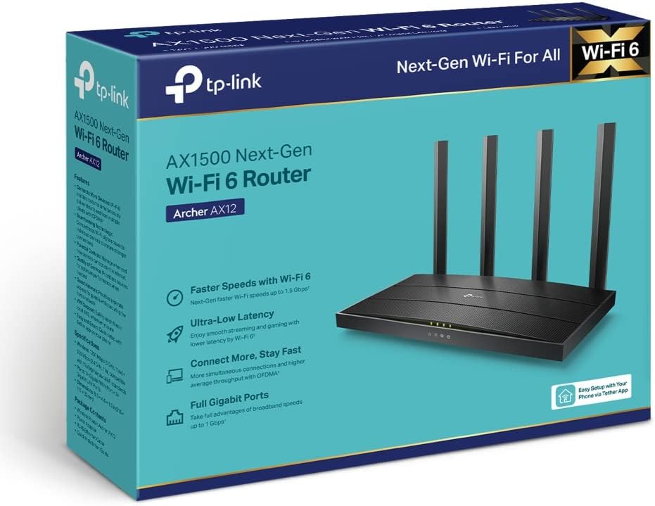 TP-Link Archer AX12 AX1500 Dual-Band Gigabit Wi-Fi 6 Router - New Condition