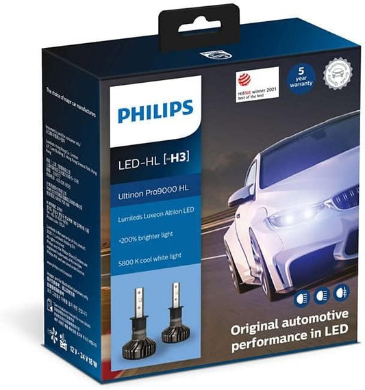 Philips LED H3 11336 U90CW Ultinon Pro9000 Headlight Bulb with Lumileds Automotive LED - New Condition