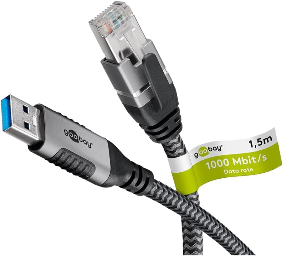 Goobay 70693 USB-A to RJ45 Ethernet CAT 6 Cable for Stable wired Internet connection - New Condition