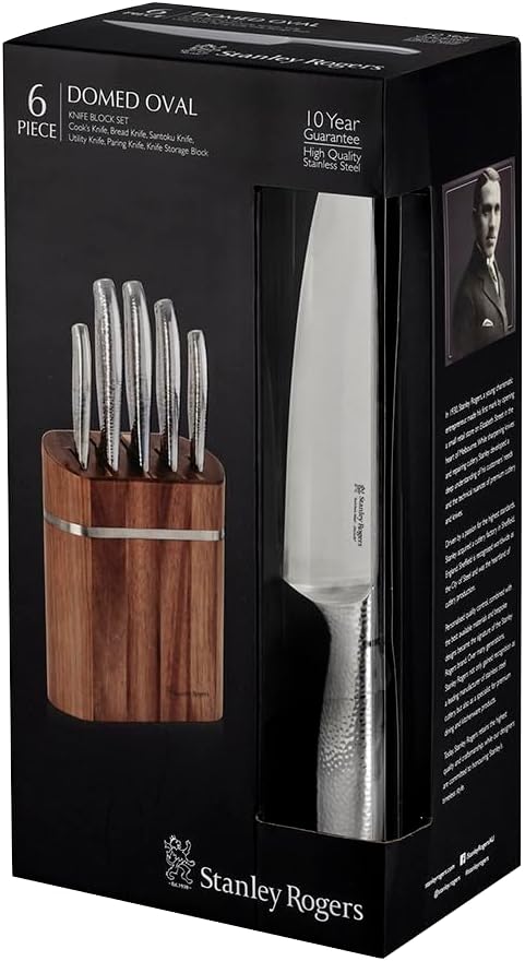 Stanley Rogers Domed Oval 6-Piece Knife Block Set - New Condition