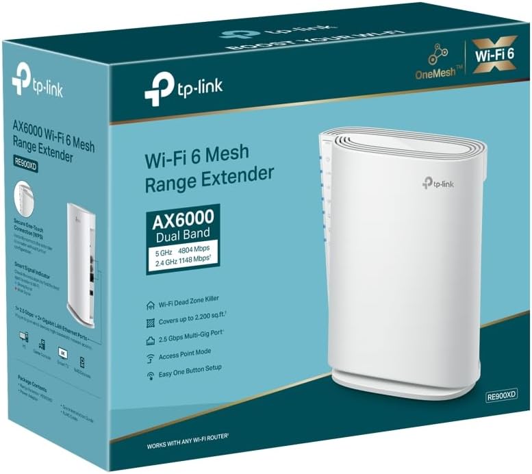 TP-Link RE900XD AX6000 Mesh Wi-Fi 6 Dual-Band Range Extender - New Condition