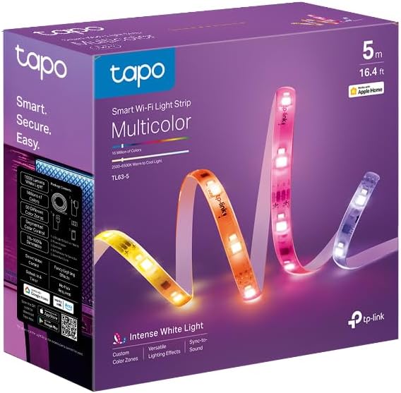 Tapo TP-Link TL63-5 Wi-Fi LED Light Strip 5m Multicolour Smart Lighting - New Condition