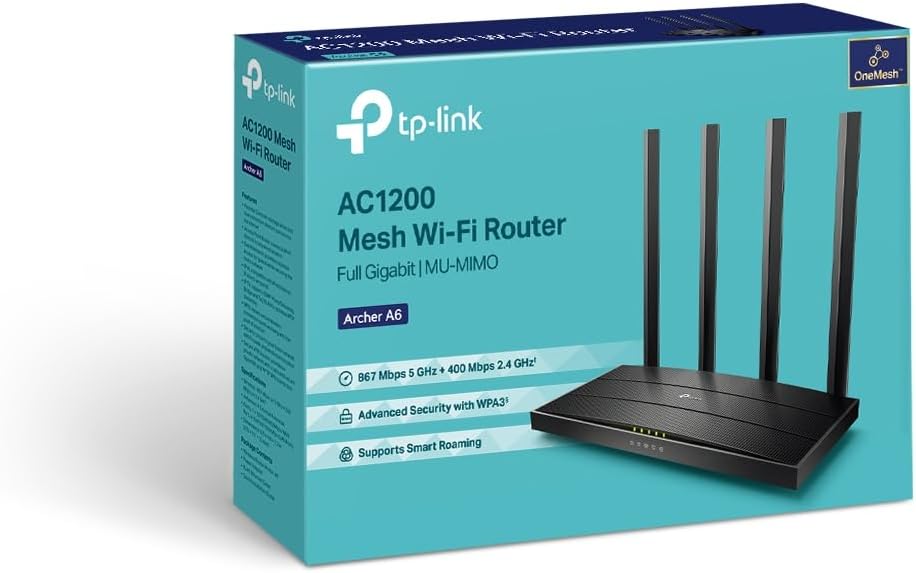 TP-Link Archer A6 AC1200 Dual-Band Wi-Fi Router OneMesh - New Condition