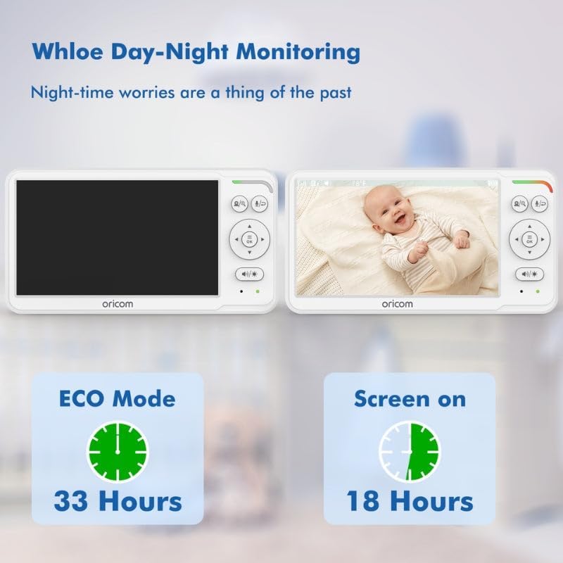 Oricom Guardian Plus Baby Sleep Tracker & SC640 6-Inch Video Baby Monitor Bundle – Smart Soother, Health Tracking, Pan-Tilt-Zoom - New Condition