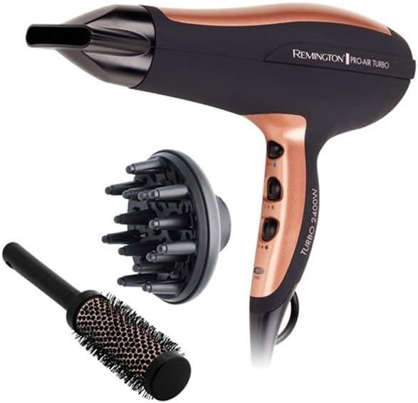 Remington Pro-Air Turbo D5220AU 2400W Hair Dryer (AU Plug) – Ceramic & Ionic Technology, Diffuser & Round Brush Included - Good Condition