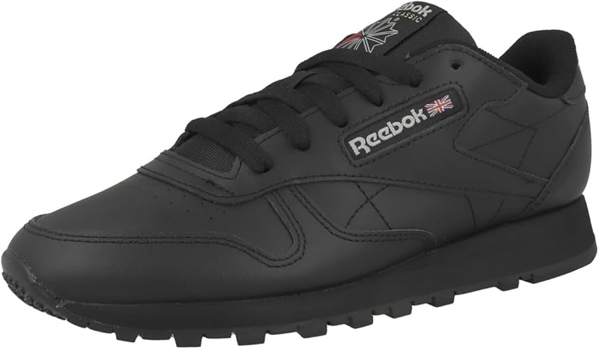 Reebok Classic Leather Women's Sneakers – Black/Black/Pure Grey (US 7) - New Condition