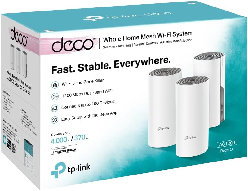 TP-Link Deco E4 AC1200 Whole Home Mesh Wi-Fi System – 3-Pack - New Condition