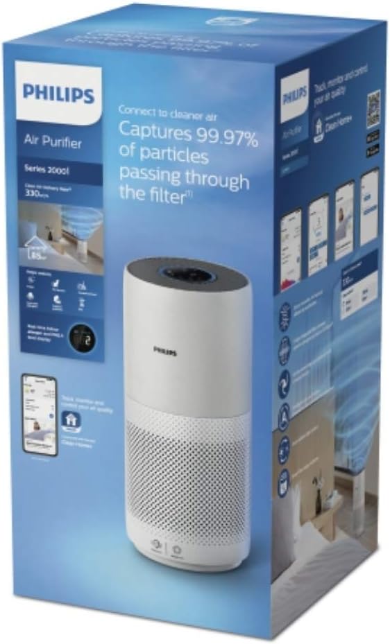 Philips Air Purifier 2000i Series – HEPA & Active Carbon Air Purifier for Large Rooms up to 98m² - Excellent Condition