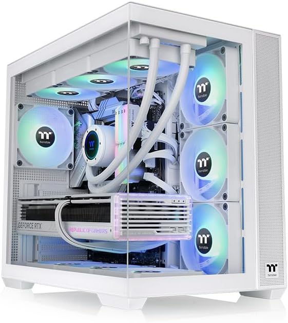 Thermaltake View 380 TG ARGB Snow Mid Tower PC Case with 4 Fans - New Condition