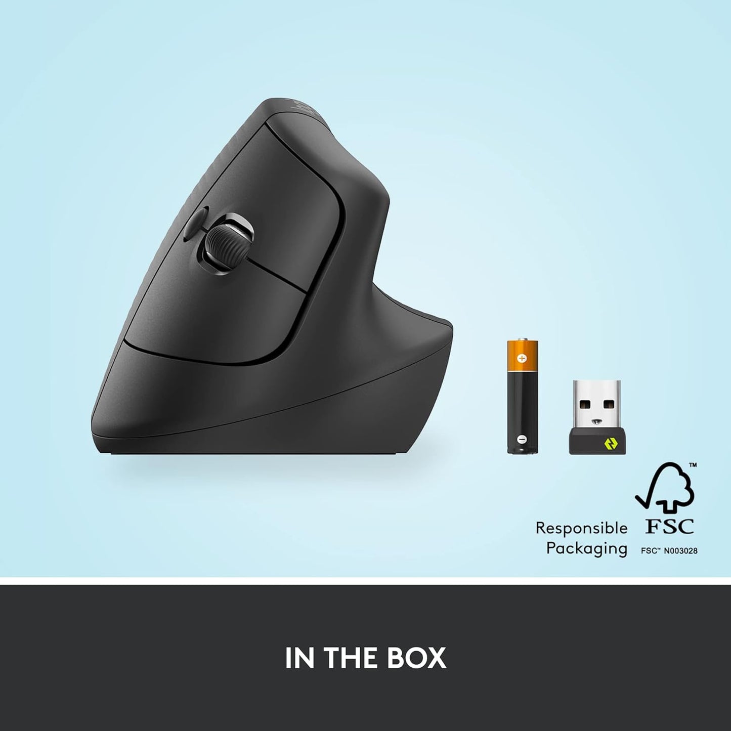 Logitech Lift Vertical Ergonomic Wireless Mouse – Graphite - New Condition