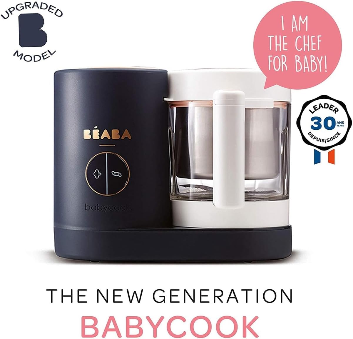 BEABA Babycook Neo 6-in-1 Baby Food Maker with Glass Bowl – Midnight Blue - New Condition
