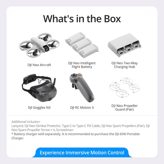 DJI Neo Motion Fly More Combo – Mini 4K UHD Camera Drone with FPV Goggles and Motion Controller - New Condition