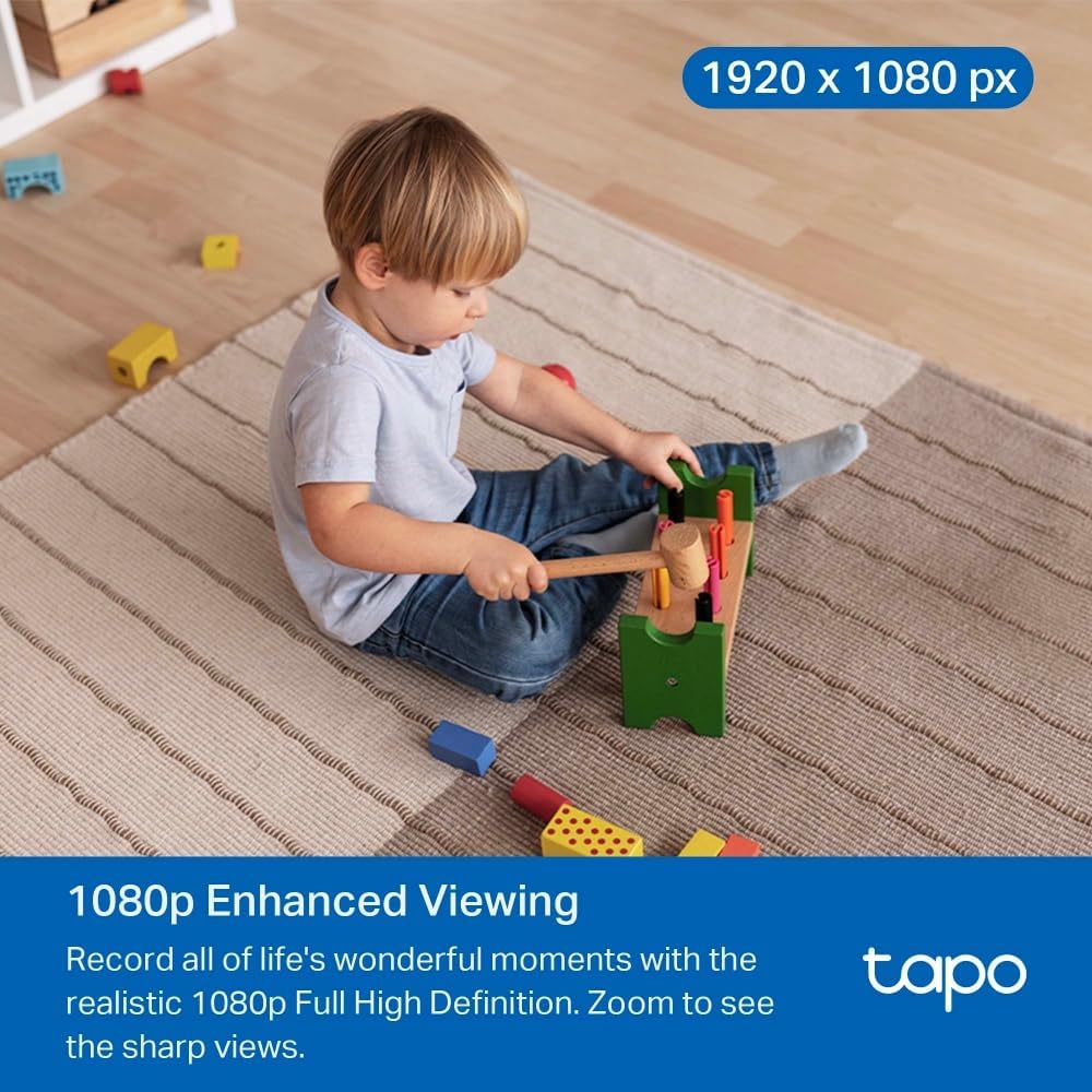 Tapo TP-Link C201 Smart Home Wi-Fi Camera – 1080p, 360° View, AI Tracking, Motion & Person Detection, Night Vision, SD Card, Voice Control, No Hub Required - New Condition