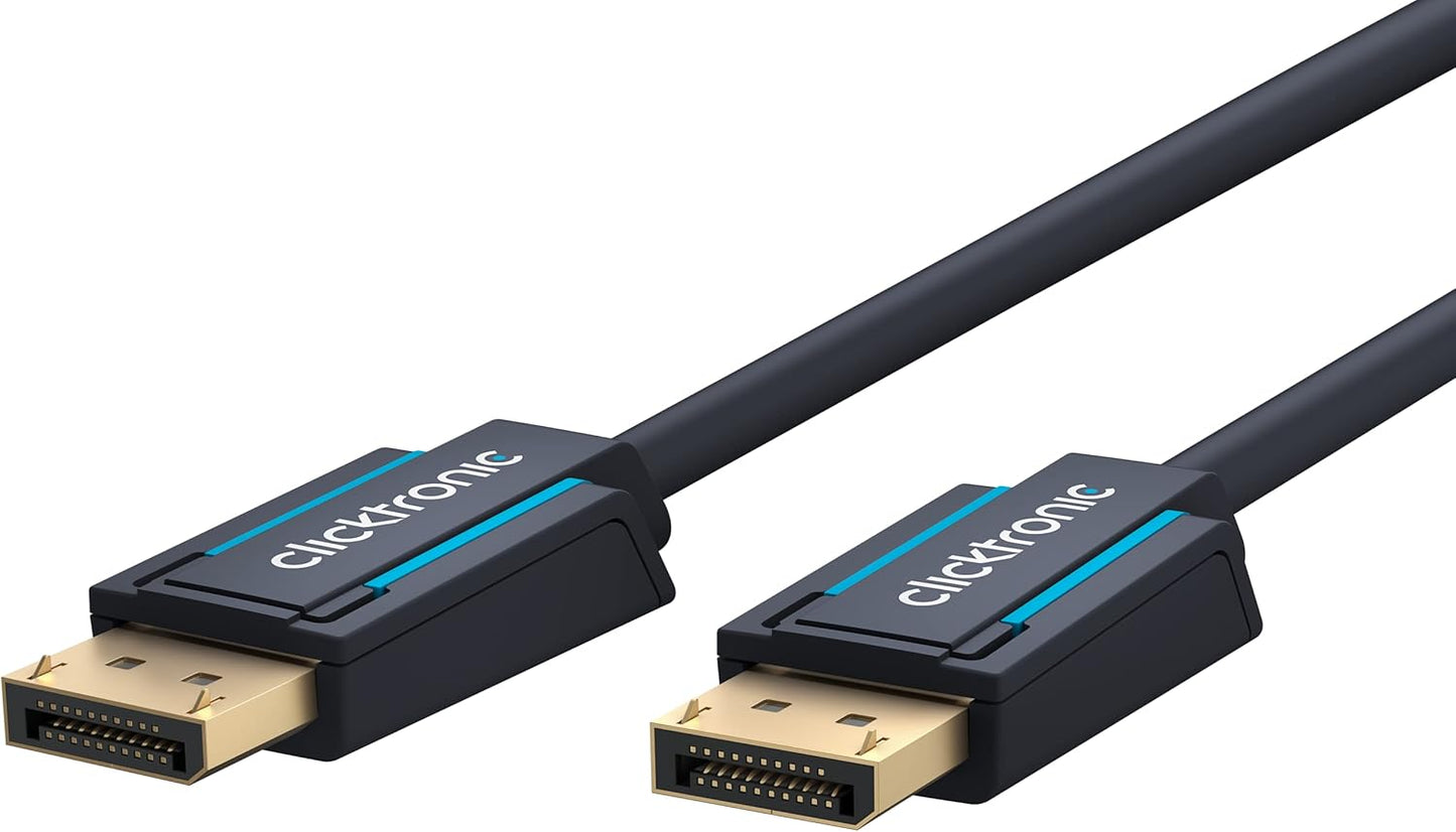 Clicktronic UHD 4K 60 Hz Male to Male 1.2 Display Port, Black, 10 Metre Length - New Condition