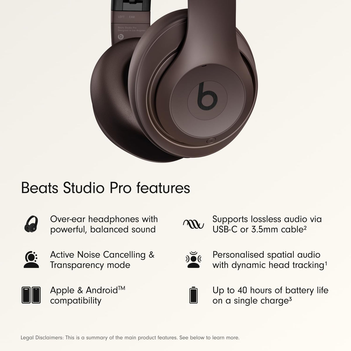 Beats Studio Pro Wireless Noise Cancelling Headphones Deep Brown - Good Condition