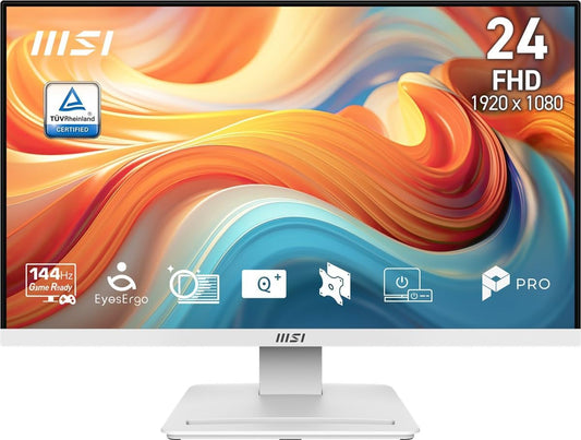 MSI PRO MP241W E14V 23.8-Inch FHD Monitor – 144Hz, VA Panel, Frameless Design, White - New Condition