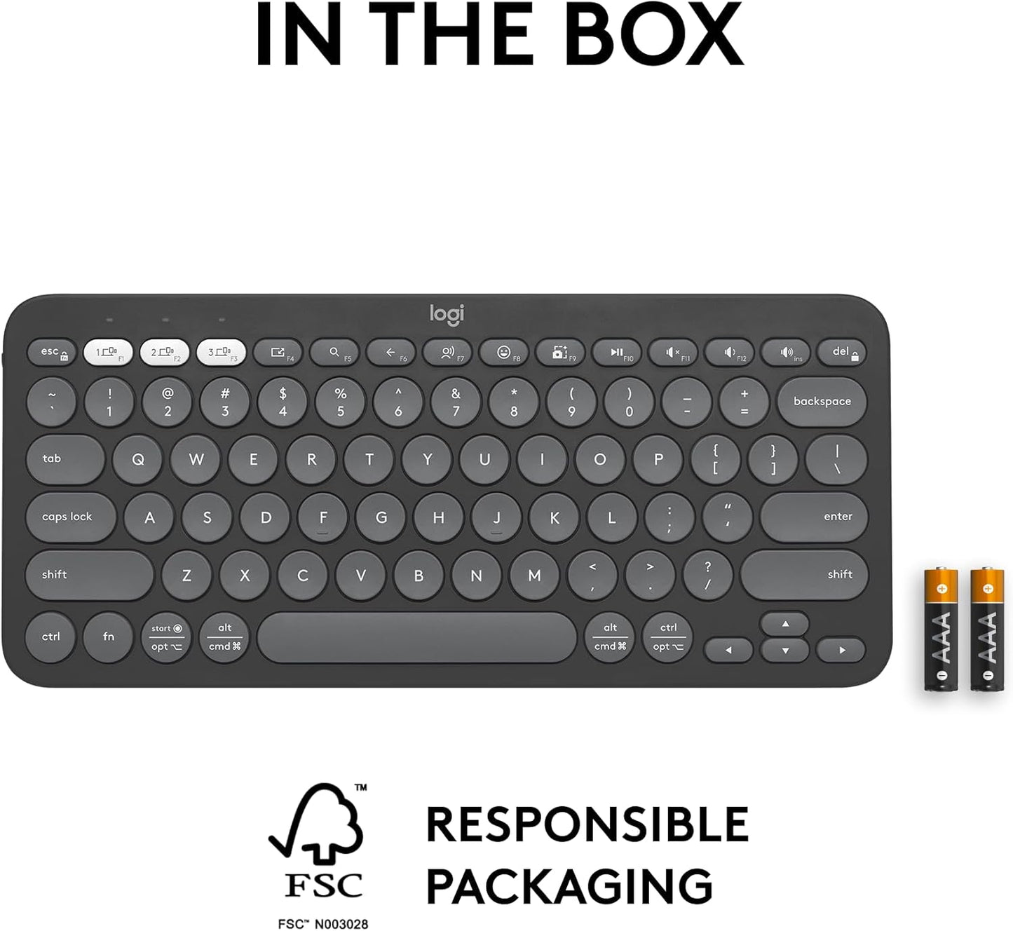 Logitech Pebble Keys 2 K380s Bluetooth Keyboard – Tonal Graphite - New Condition