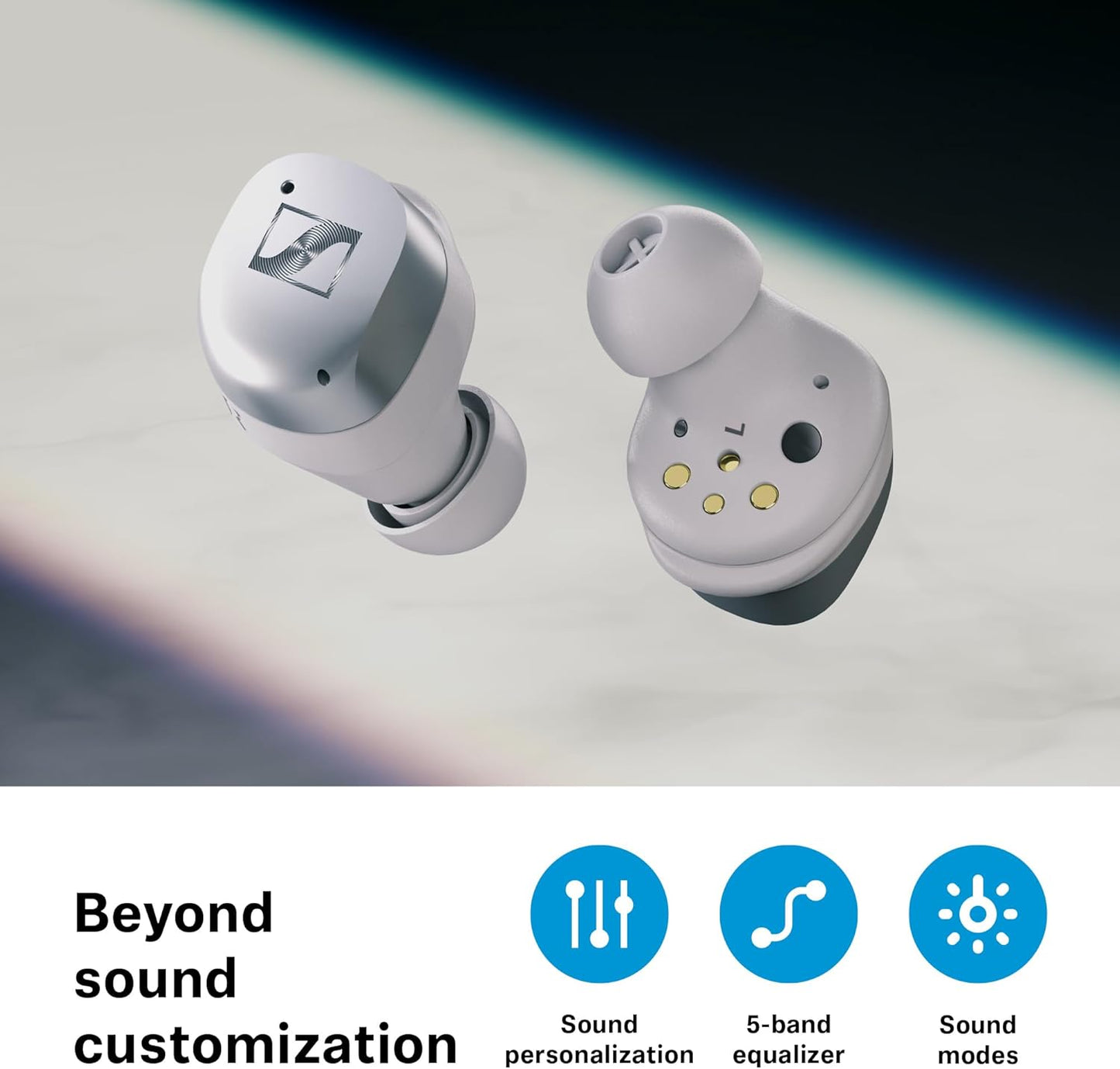 Sennheiser MOMENTUM True Wireless 4 – Smart Bluetooth Earbuds with Adaptive ANC & 30-Hour Battery White Silver - Good Condition