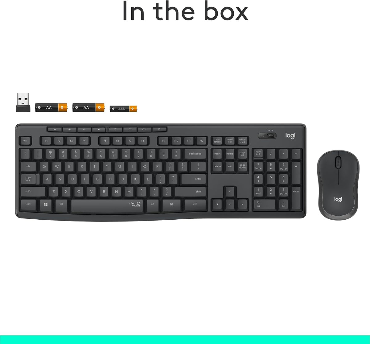 Logitech MK295 Silent Wireless Keyboard & Mouse Combo – Graphite - New Condition