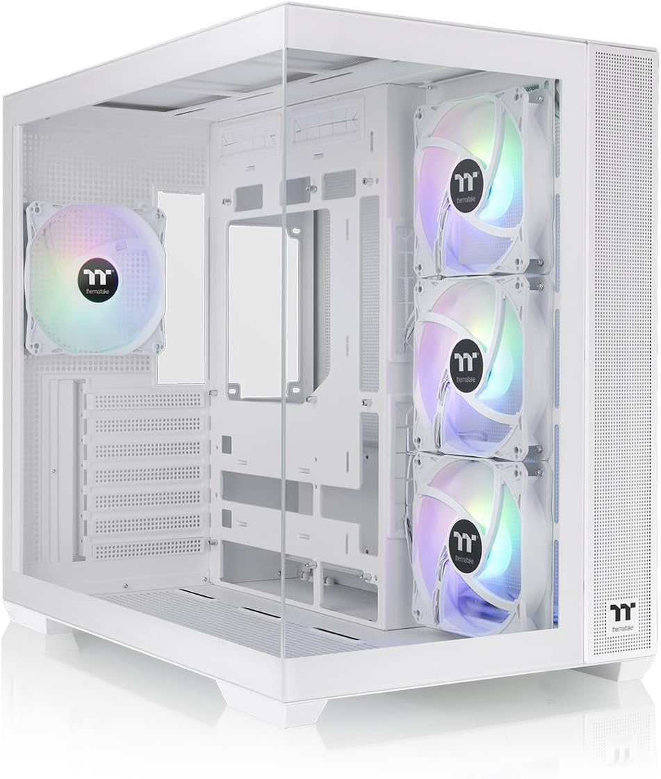 Thermaltake View 380 TG ARGB Snow Mid Tower PC Case with 4 Fans - New Condition