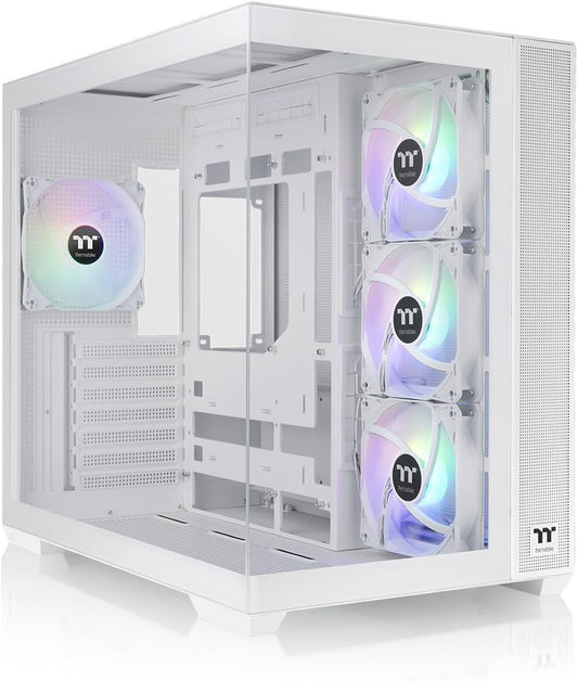 Thermaltake View 380 TG ARGB Snow Mid Tower PC Case with 4 Fans - New Condition