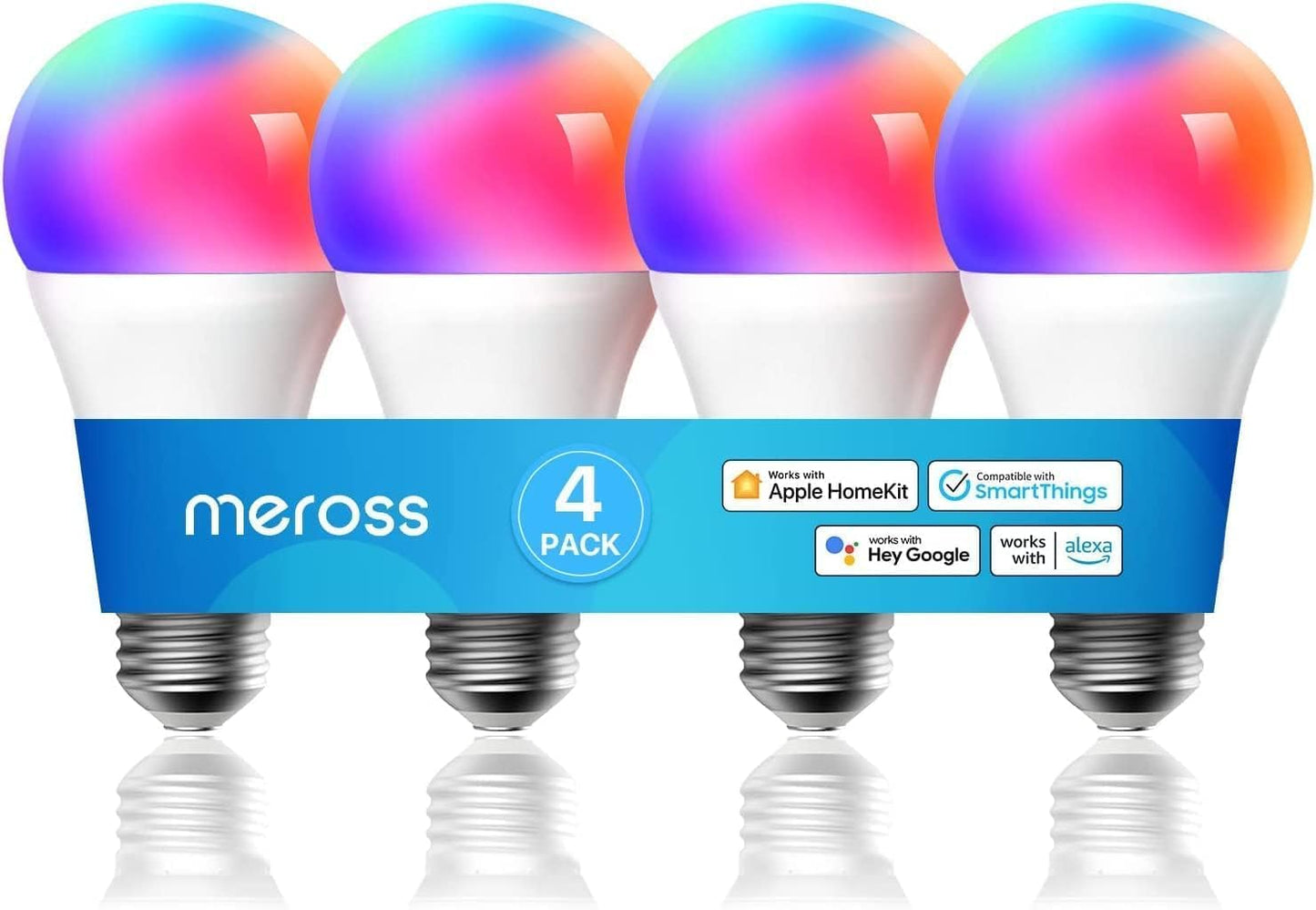 Meross MSL120 Smart WiFi LED Bulb 4-Pack 900lm RGB Colour Changing - New Condition