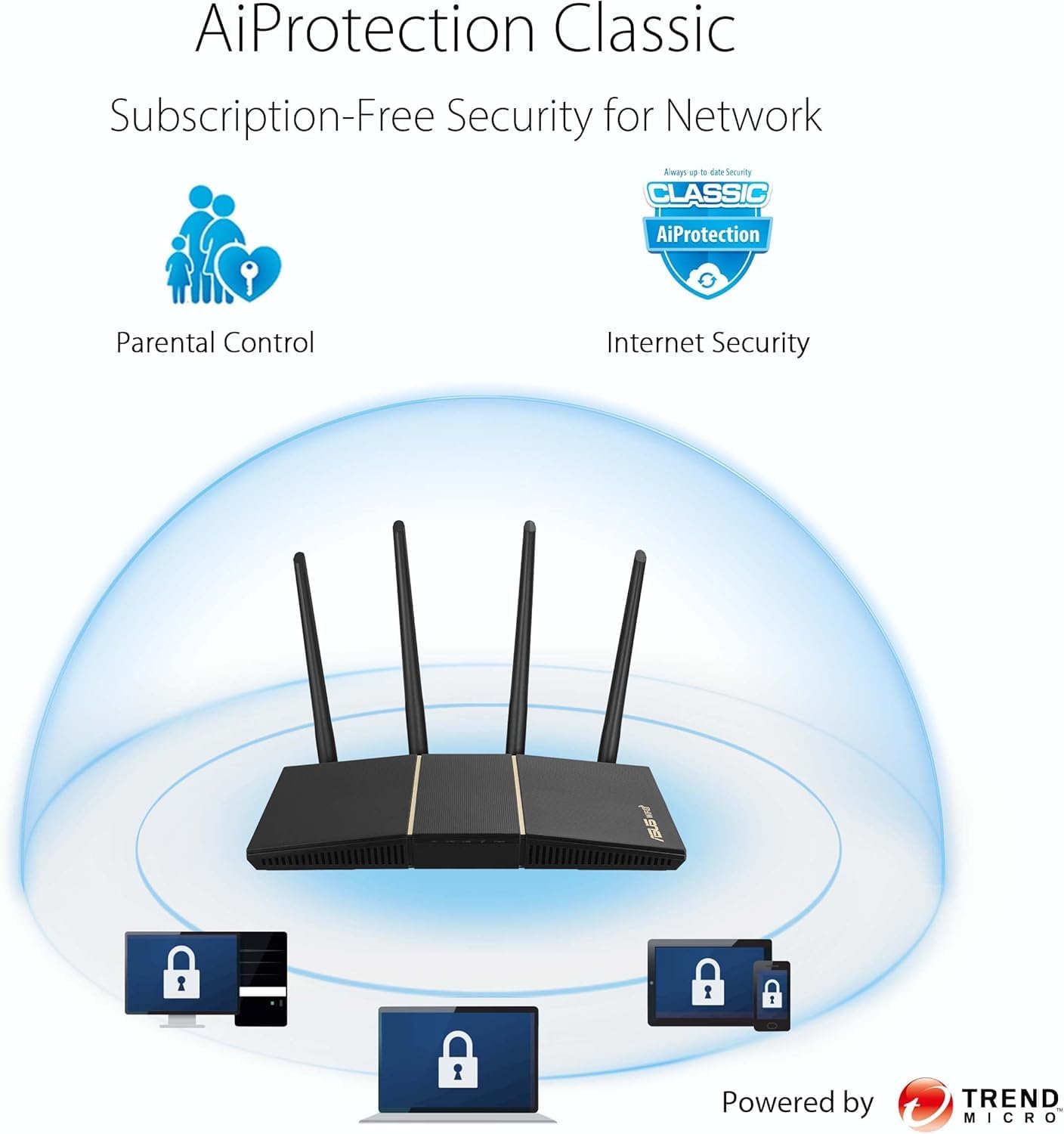 ASUS RT-AX3000P V2 Dual Band WiFi 6 Router with AiProtection & AiMesh - New Condition