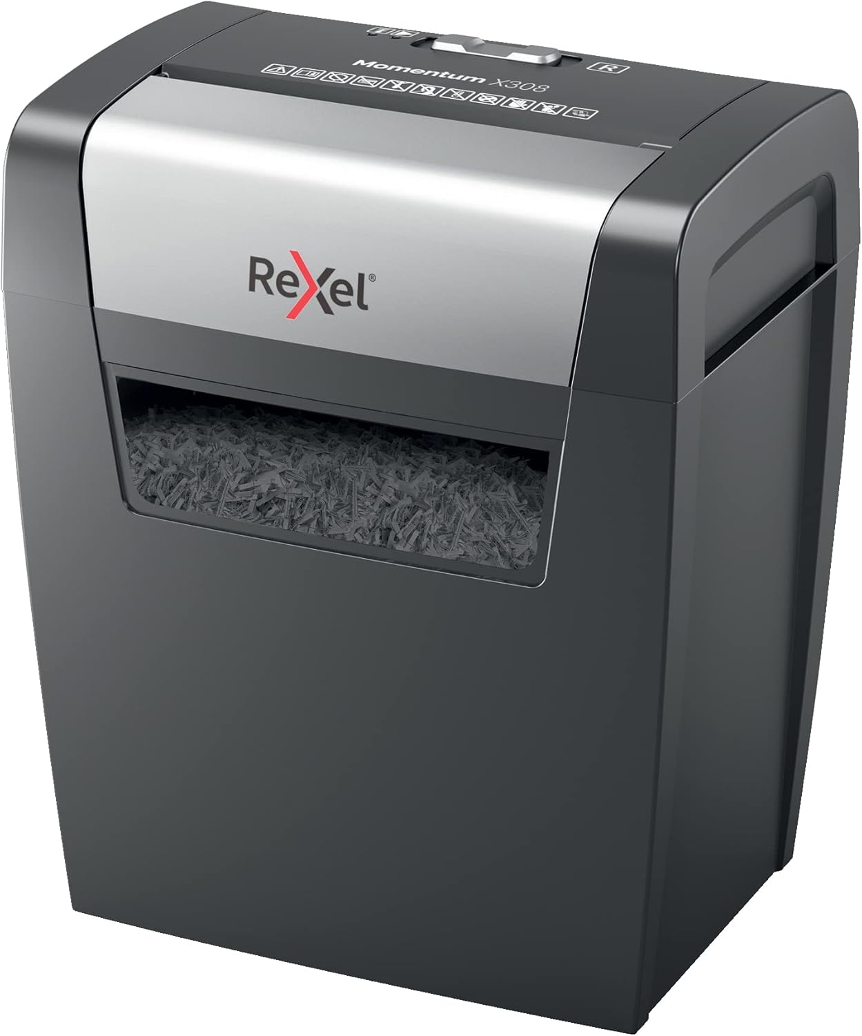 Rexel Momentum X308 Cross Cut Paper Shredder 15L Bin – Black - Excellent Condition