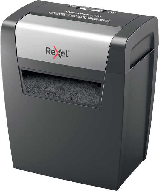 Rexel Momentum X308 Cross Cut Paper Shredder 15L Bin – Black - Excellent Condition