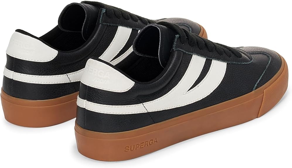 Superga 4834 Club S Swallow Leather Unisex Sneakers – White Black Gum (US 10) - New Condition