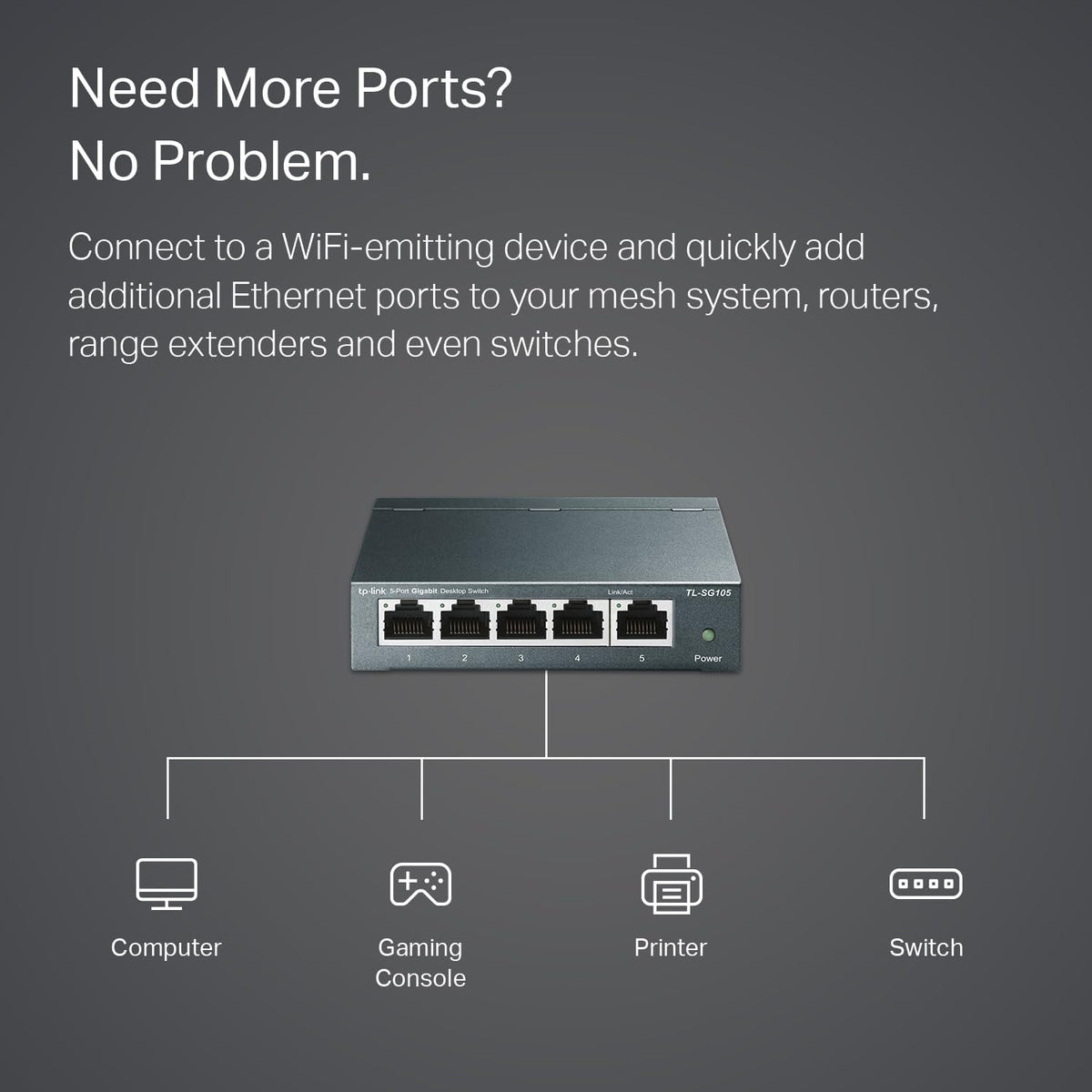 TP-Link TL-SG105 5-Port Gigabit Desktop Switch - New Condition