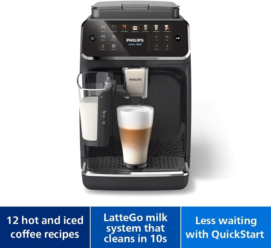 Philips 4400 Series Fully Automatic Espresso Machine – LatteGo, 12 Coffees, SilentBrew - Good Condition