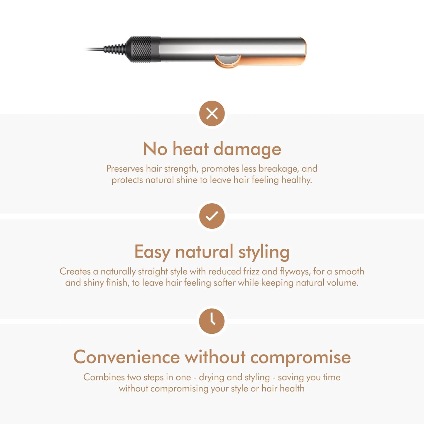 Dyson Airstrait™ Dryer & Straightener – Nickel/Copper - Good Condition