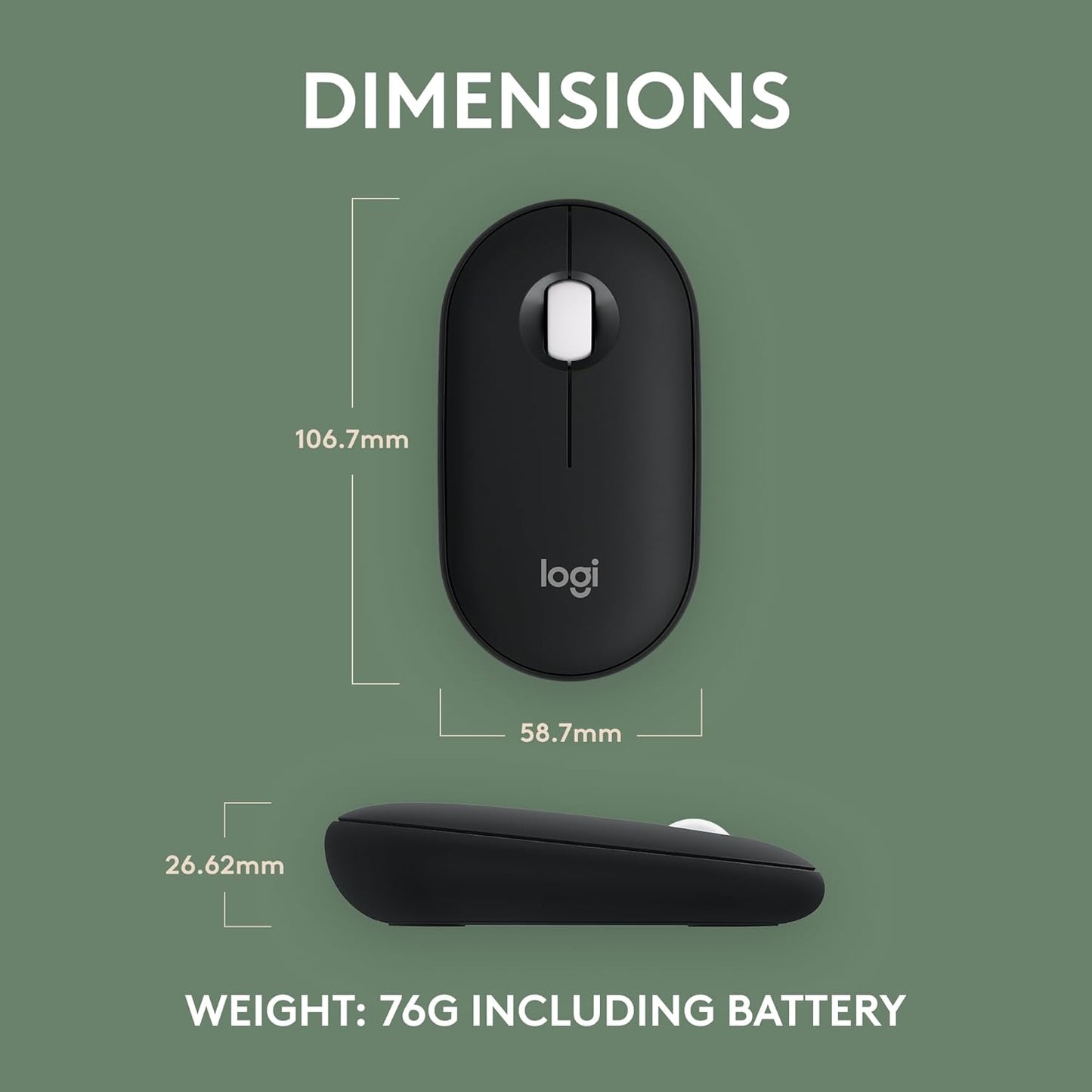 Logitech Pebble Mouse 2 M350s Bluetooth Mouse – Tonal Graphite - New Condition