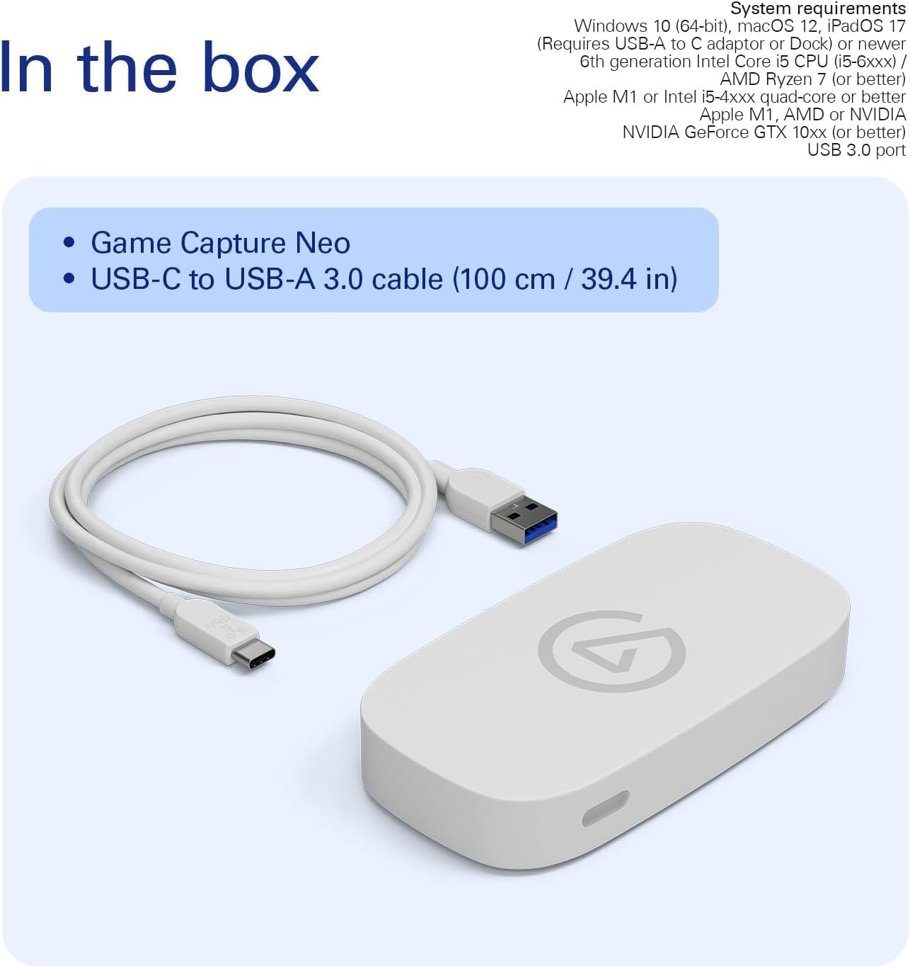 Elgato Game Capture Neo USB Capture Card 4K60 HDR Passthrough 1080p60 - Excellent Condition